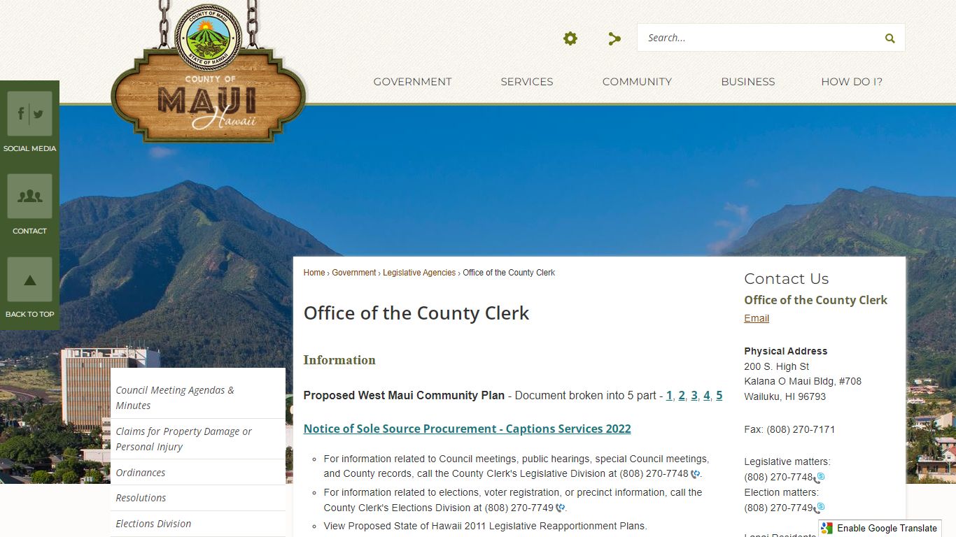 Office of the County Clerk | Maui County, HI - Official ...